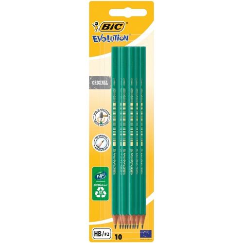 Lot De 10 Crayons À Papier Bic Evolution Ecolutions Hb