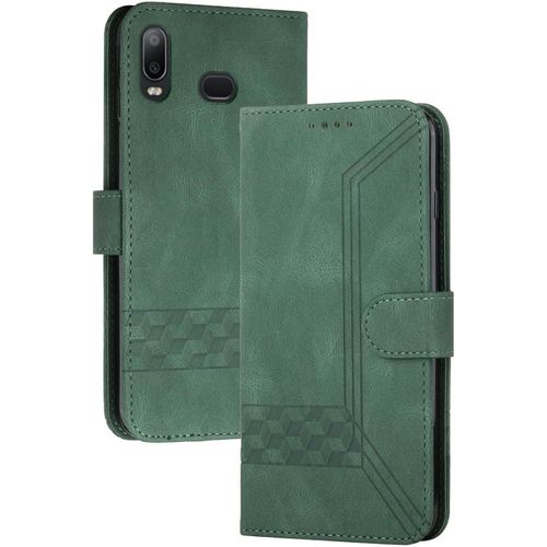 Coque Compatible Avec Samsung Galaxy A10s,Anti-Choc Housse En Cuir Premium Flip Case Portefeuille Etui,Vert