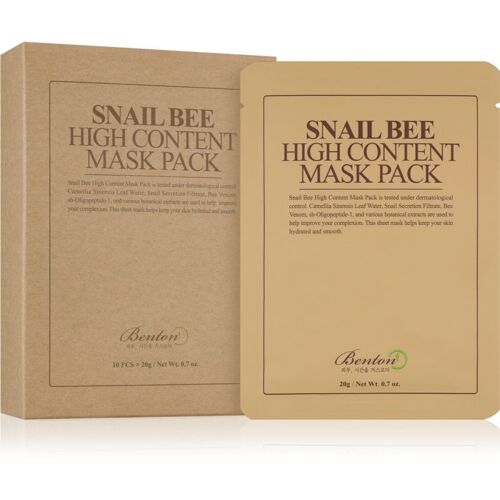 Benton Snail Bee Masque Tissu Soin Complet À L'extrait De Bave D'escargot 10 × 20 G 