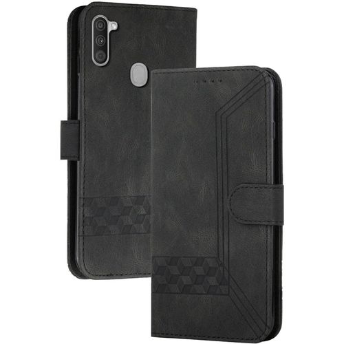 Coque Compatible Avec Samsung Galaxy A11/M11,Anti-Choc Housse En Cuir Premium Flip Case Portefeuille Etui,Noir