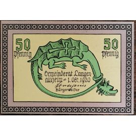 Billet Allemagne 50 Pfennig 10/1920 Langenaltheim Grm 766,5 2/3