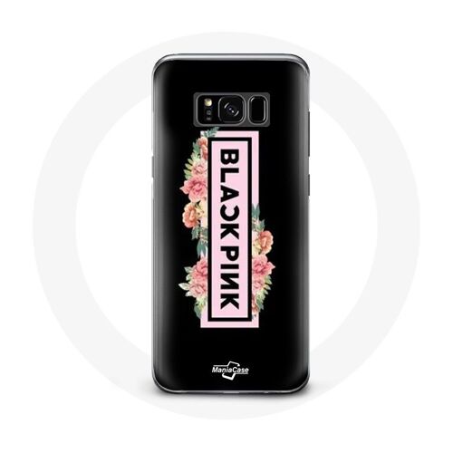 Coque Pour Samsung Galaxy S8 Blackpink Groupe De K-Pop Logo Noir Rose Fond Noir