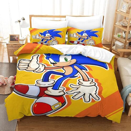 Sonic The Hedgehog Impression En D Parure De Lit De Housse¿Pour Adulte Adolescents¿Cartoon Character Pièces Housses Pour Couettes Respirant Fermeture