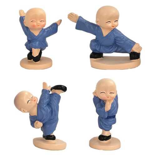 4x Cute Little Monk Statue 6/7cm high Kong Fu Desktop Figurine Home Decor