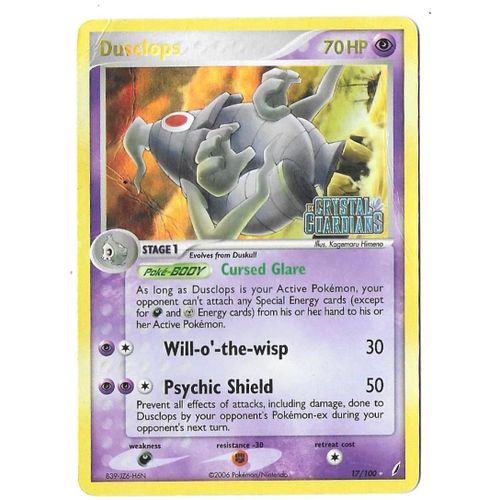 Dusclops 17/100 - 70hp - Ex : Crystal Guardians - Ultra Rare Pokemon Holo (With "Crystal Guardians" Stamp) Card
