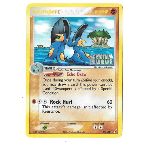 Swampert 27/100 - 120hp - Ex : Crystal Guardians - Ultra Rare Pokemon Holo (With "Crystal Guardians" Stamp) Card