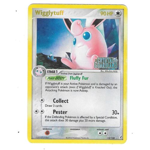 Wigglytuff 13/100 - 90hp - Ex : Crystal Guardians - Ultra Rare Pokemon Holo (With "Crystal Guardians" Stamp) Card