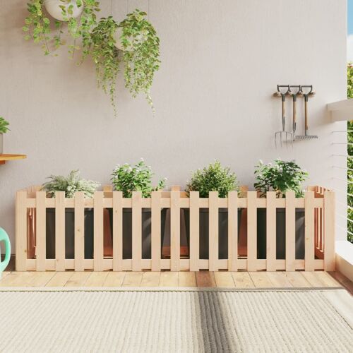 Vidaxl Lit Surélevé De Jardin Design De Clôture 200x50x50cm Pin Massif