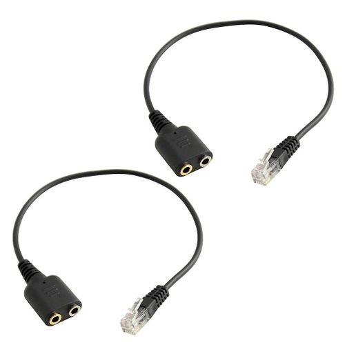 2 Pieces Dual 3.5mm Female to RJ9 Jack Adapter Headset Telephone Use Cable