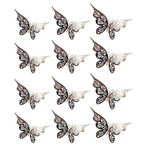 2x12Pcs Butterfly Wall Stickers Murals for Bedroom Bathroom Accent Rose Gold
