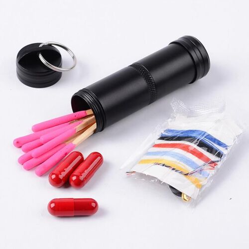 Capsule De Survie Étanche, 1 Pièce, Coffre Étanche, Boîte De Randonnée, Conteneur Porte-Bouteille Sec Pour L'extérieur, Rangement, Camp, Médecine, Étui À Pilules
