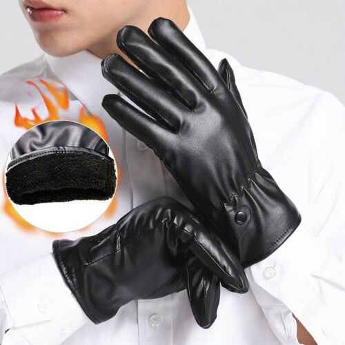 Gants D'hiver En Cuir Pu Pour Hommes Et Femmes, 1 Paire, Pour Écran Tactile, En Plein Air, Cyclisme, Moto, Chauds, Épais, Doigt Complet, Pour Vélo