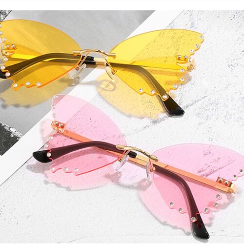 Lunettes De Soleil Oculos Uv400 Sans Bords Pour Femmes, Uniques, Marque De Styliste, Verres D'océan Clairs, Lunettes En Forme De Papillon Pour Dames