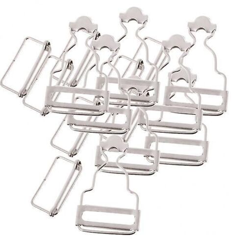 3xset Of 6 Dungaree Fasteners Clip/Brace Buckles For Suspenders 3.8cm Silver