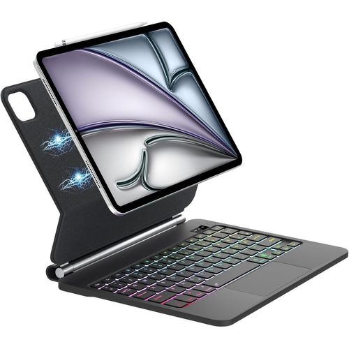 Clavier Pour Ipad Air 13 2024 - Magic Keyboard Pour Ipad Air 13 Pouces,Trackpad Multi-Touch,Azerty Rétroéclairage 7 Couleurs