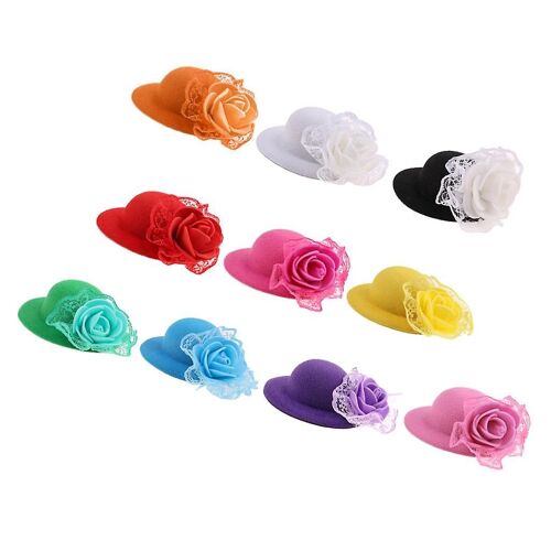 10pcs Vintage Round Bowler Doll Hats Cap For28-30cm Barbie Doll Clothes Accs