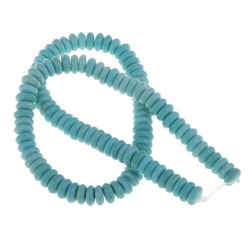 1 Brin 38cm Flat Turquoise Loose Spacer Perles 8mm