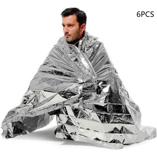 Lot De 6 Couvertures Thermiques Réfléchissantes Pour Premiers Secours 210×160cm, Couverture D'urgence Pour L'extérieur