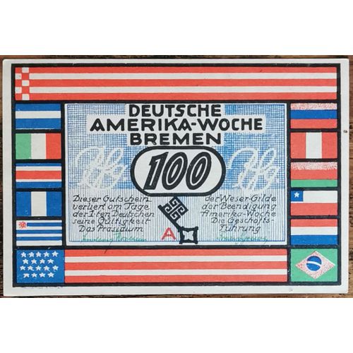 Billet Allemagne 100 Pfennig 1922 Bremen Grm 166,1 7/8