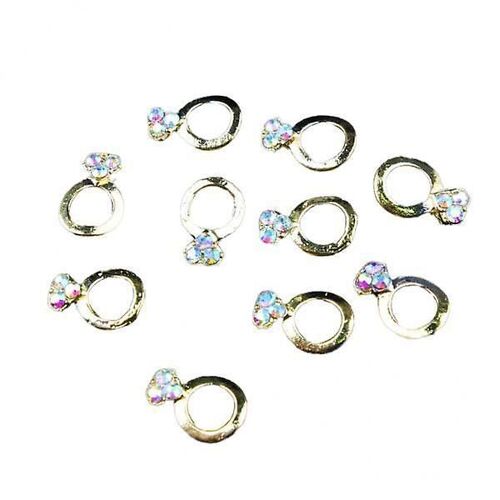 4x10pieces Glitter Gems 3d Nail Art Sticker Nail Tip Diy Charms Circle 