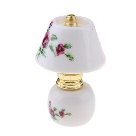 1/12 Maison De Poupée Miniature Meubles Porcelaine Lampe De Chevet Lampe De Bureau Lumière C