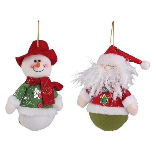 Bonhomme de neige & Père Noël Décoration d'arbre de Noël Ornement suspendu de Noël