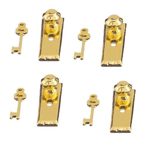 Set Of 4 Dolls House Miniature Door Lock With Keys 12th