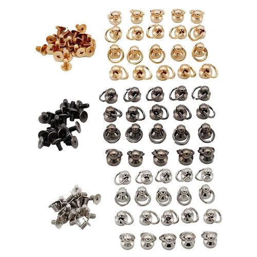 60 Sets Laiton Bouton Rivet Goujons Vis Retour Tête Ronde Anneau Craft
