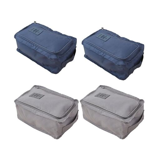 4pcs Ménage Voyage Extérieur Chaussure Pochette Organisateur Nylon Sac Gris Bleu Foncé