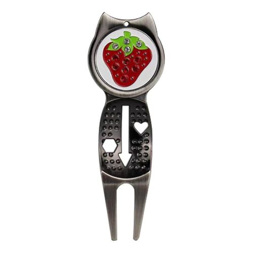 3 In 1 Golf Divot Repair Fork Ball Marker Line Marker Alignment Tools Red