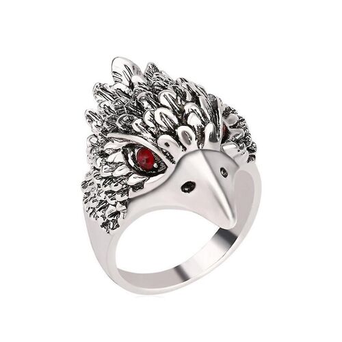 Bijoux Vintage Bague Argent Cristal Animal Aigle Tête En Forme Homme Bague 19mm