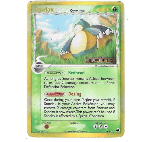 Snorlax 10/101 - 80hp - Delta Species - Ex : Dragon Frontiers - Ultra Rare Holo (With Dragon Frontiers Logo) Pokemon English Card