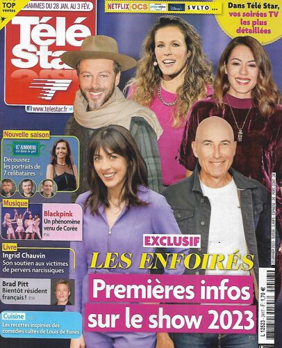 Tele Star N°2417 28/01/2023 Les Enfoirés/ Ingrid Chauvin/ Brad Pitt/ Gaspard Ulliel/ L'amour Est Dans Le Pré/ Recettes "Louis De Funès"/ Blackpink