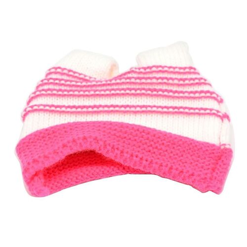 Bonnet rayé tricoté casquette d'hiver pour poupées américaines 18 pouces Rose Rouge