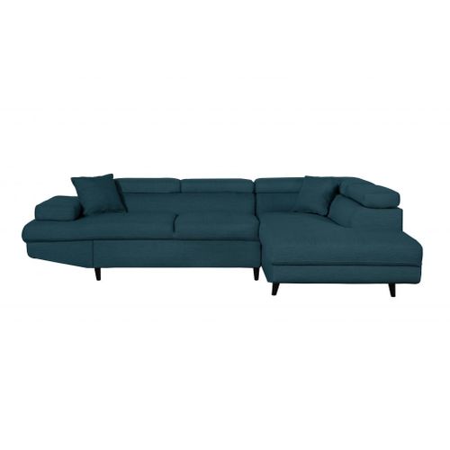 Canapé D'angle À Droite Convertible En Tissu Bleu Foncé - Fiorina