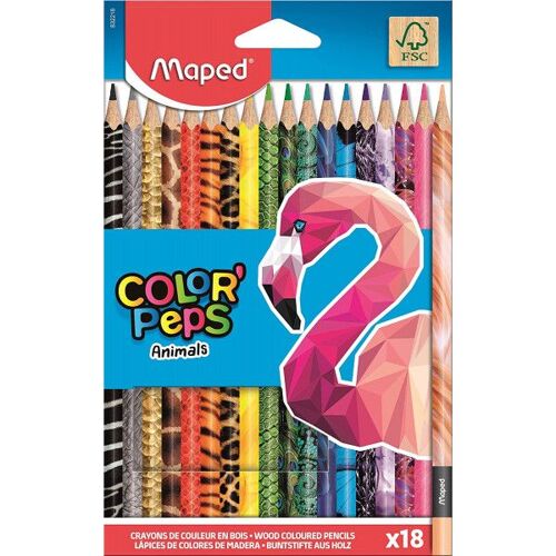 18 Crayons De Couleur - Assortiment - Color'peps Animal - Maped