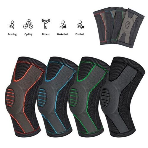 Genouillère De Sport Tricotée En Silicone, Support De Compression, Protecteur De Rotule, Pour Le Basket-Ball En Plein Air, Le Cyclisme, La Course