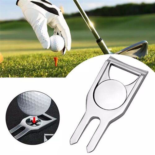 Fourche De Golf Portable En Alliage De Zinc, 1 Pièce, Support De Balle De Golf, Marqueur, Nettoyeur De Rainure, Outil De Réparation