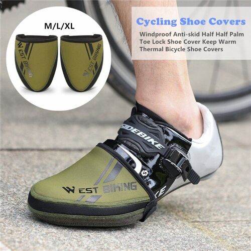 Housse De Protection Pour Chaussures De Cyclisme, Demi-Paume, Résistante Au Vent Et Chaude, Pour Vtt, Vélo De Route, Autobloquant