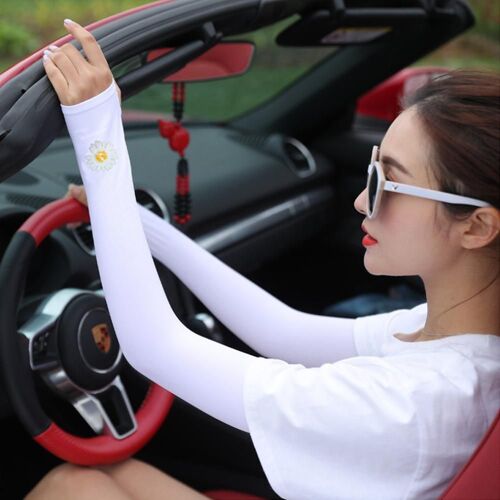 1 Paire De Manches De Protection Solaire Pour Femme, Petite Marguerite, Anti-Moustique, Pour Cyclisme, Uv, Cool