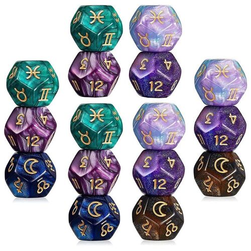 Dés De Tarot Astrologique À 12 Faces, Accessoire À Motif De Perles, Pour Divination, New-18pcs