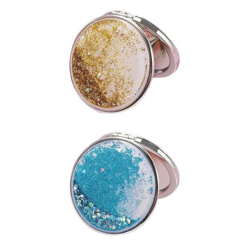 2 Pièces Compact Double Face Maquillage Miroir Portable Pliant 