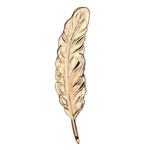 Vintage Gold Tone Big Feather Leaf Shape Brooch Pin Costume Bijoux