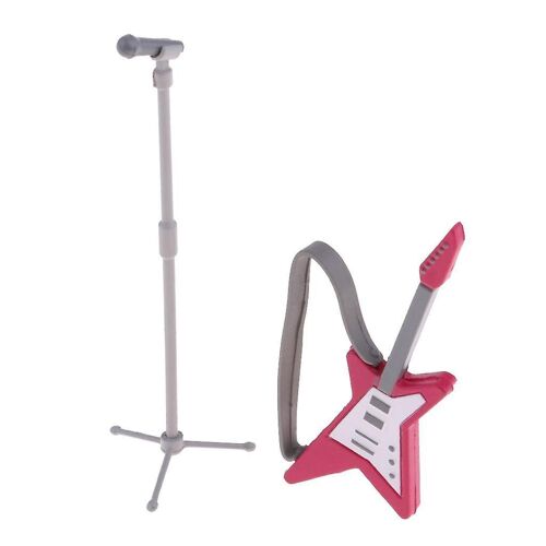 Dollhouse Miniature Instrument De Musique Guitare Microphone Modèle Chambre Décor