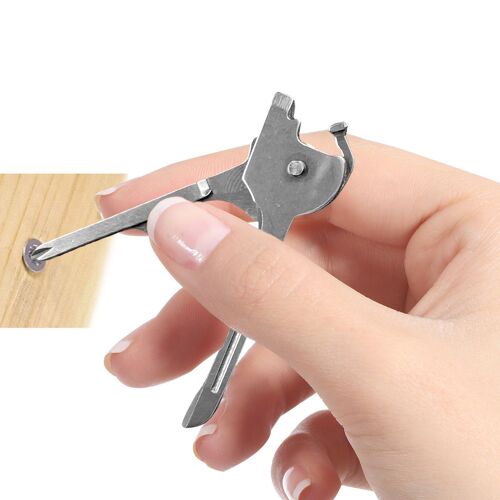 Mini porte-clés de poche pliant 6 en 1 pour l'extérieur, multi-outil en forme de clé, ouvre-bouteille, tournevis à lame dentelée, outil de survie