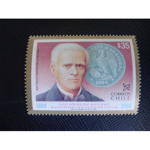 Timbre Chili Yt 672 Banque D'état Du Chili 100e Anniv. 1984 ( 110806 )