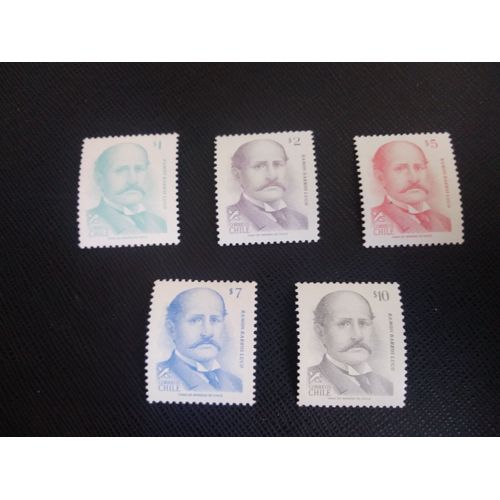 Timbre Chili Yt 622 / 23 / 24 / 25 Et 643 Ramón Barros Luco (1835-1915) 1983 / 84 ( 110806 )