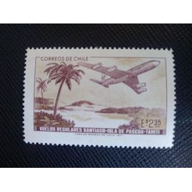 Timbre Chili Yt 375 Boeing 707 Au-Dessus De L'île De Pâques 1971 ( 110806 )