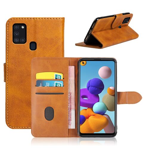 Coque Samsung Galaxy A21s,Etui pour Samsung Galaxy A21s,Etui pour telephone a rabat Samsung Galaxy A21s,Convient a la coque Samsung Galaxy A21s,Marron