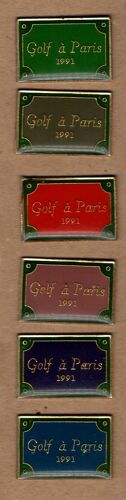 Lot De 6 Pin's Golf À Paris 1991 (6 Couleurs Différentes) Époxy